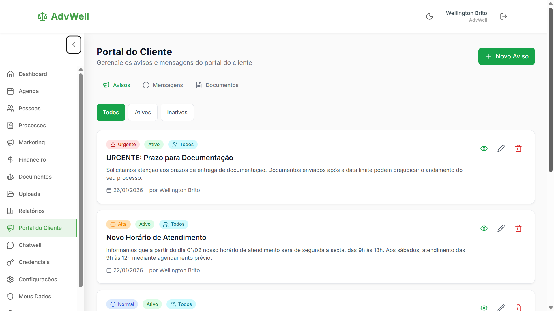Portal exclusivo do cliente